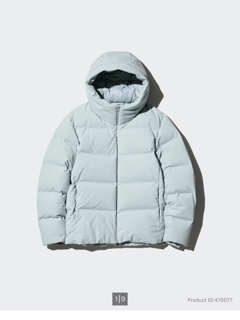 Uniqlo Light Mint Blue Seamless Hooded Puffer Down Parka Coat Unisex Men S/Women